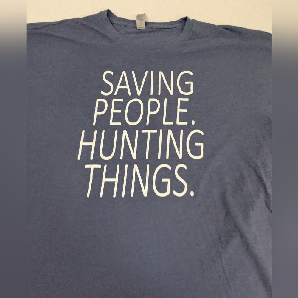 Supernatural Saving People Hunting Things Blue Tee Shirt 2XL